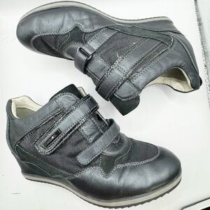 Geox Respira Italian leather black wedge heel shoes ankle boot European 38 US 8